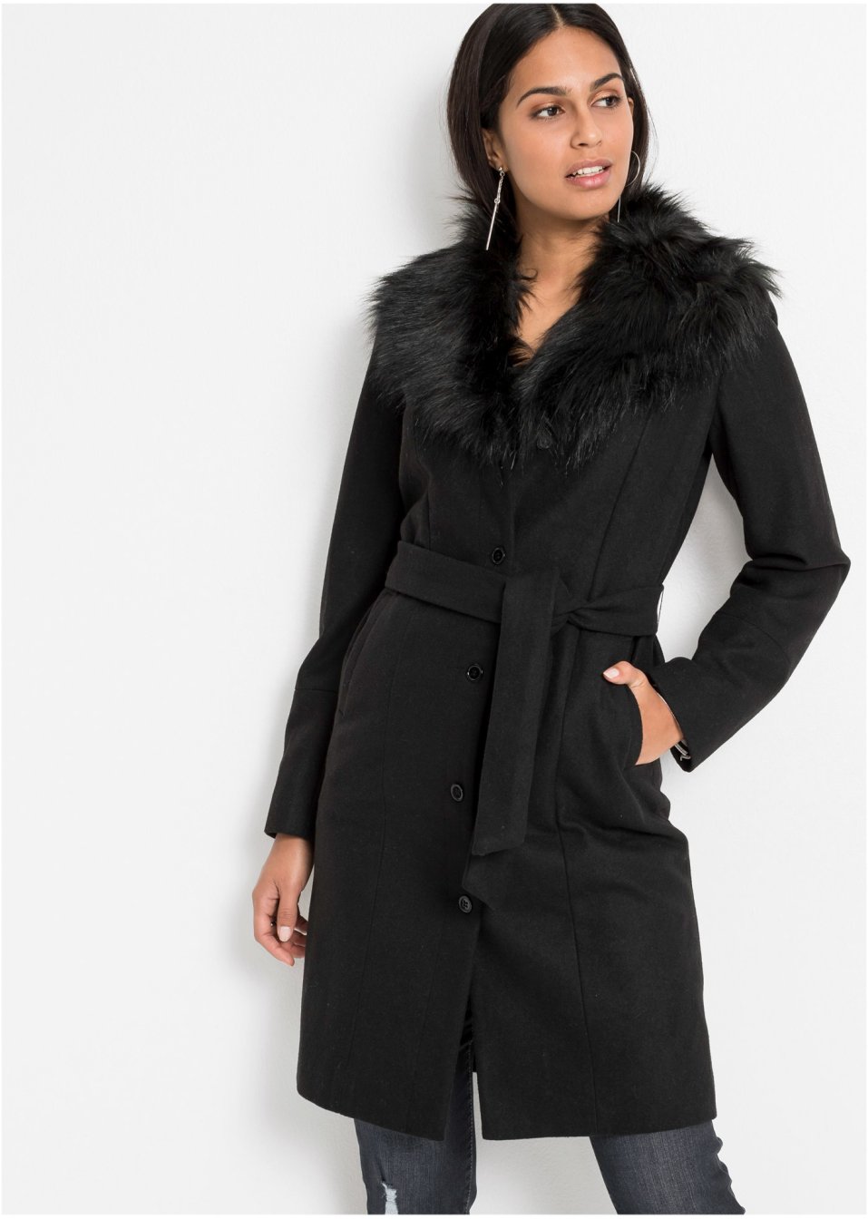 Manteau avec col synthétique