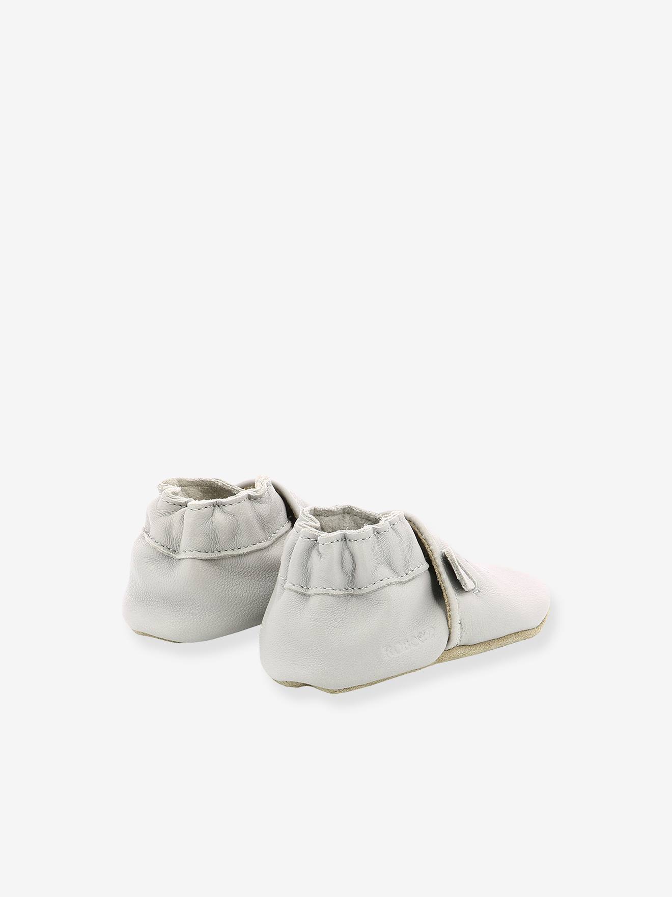 Botinhas Soft Soles Sweety Bear ROBEEZ©, cinza claro liso com estampas