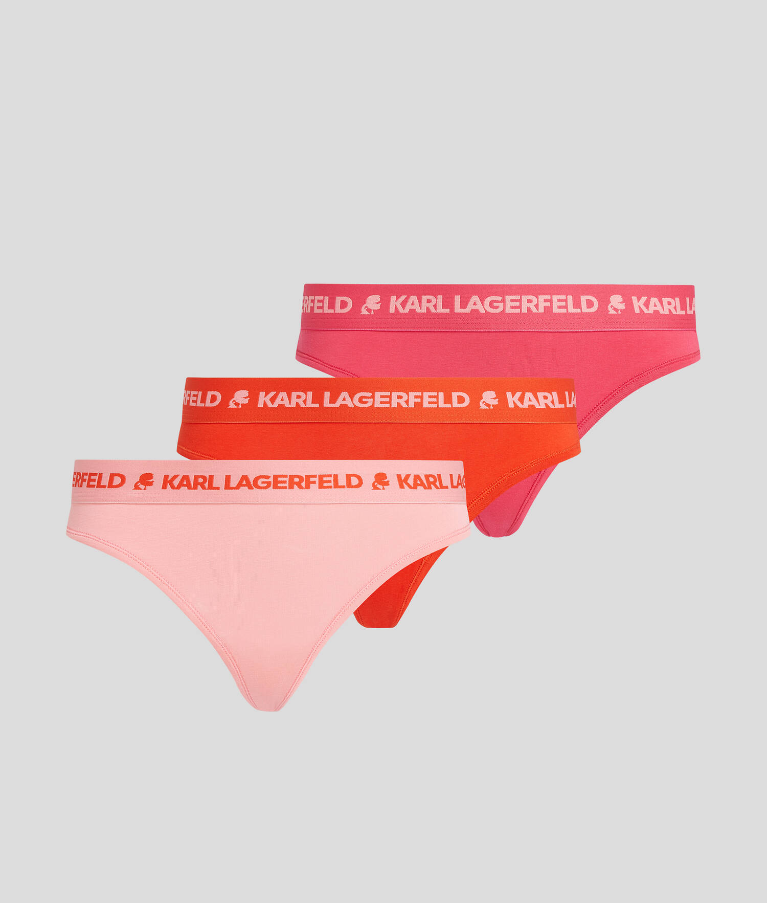 STRINGS À LOGO KARL – LOT DE 3 - Rouge vif-framboise flamant rose