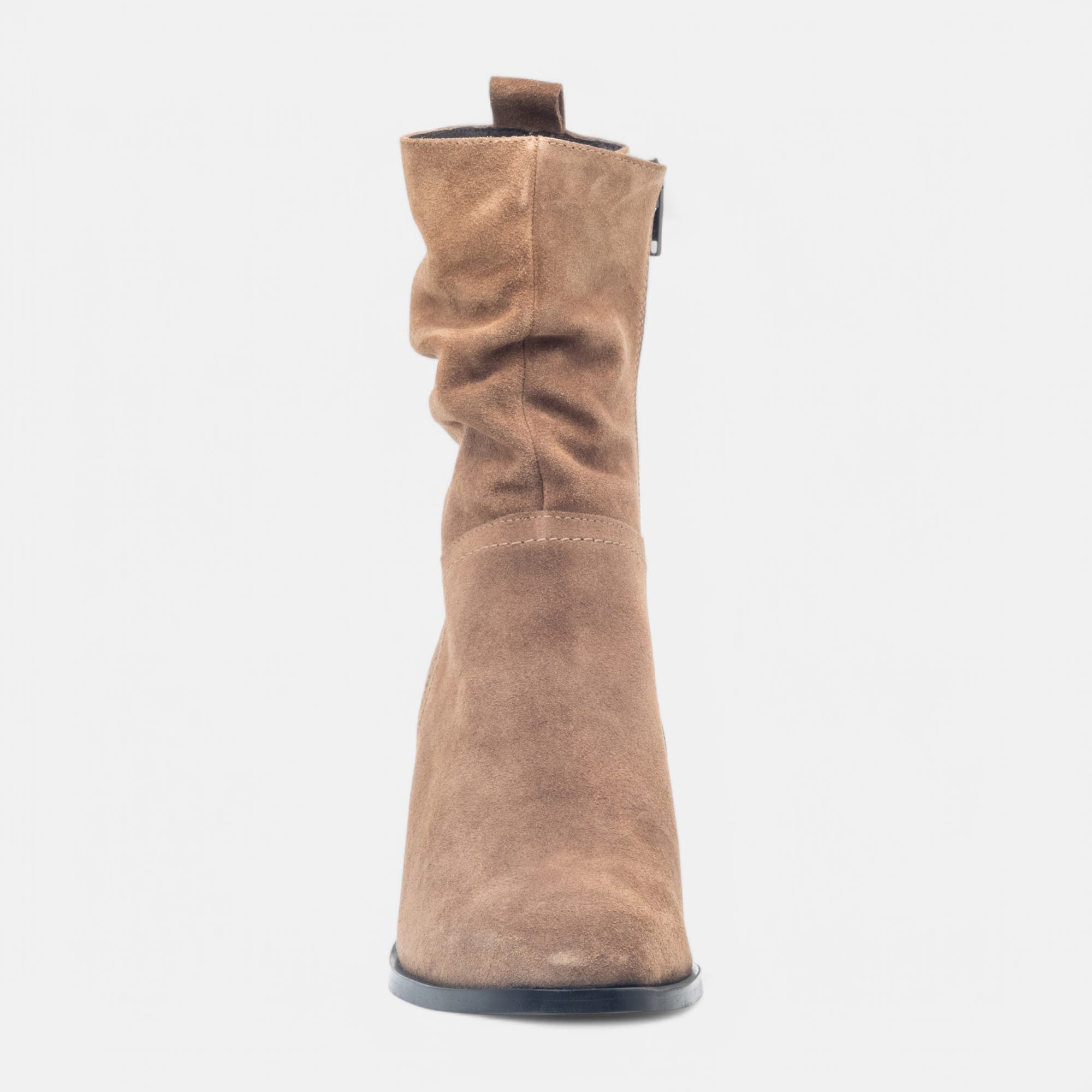 Bottines à talon Femme en cuir camel