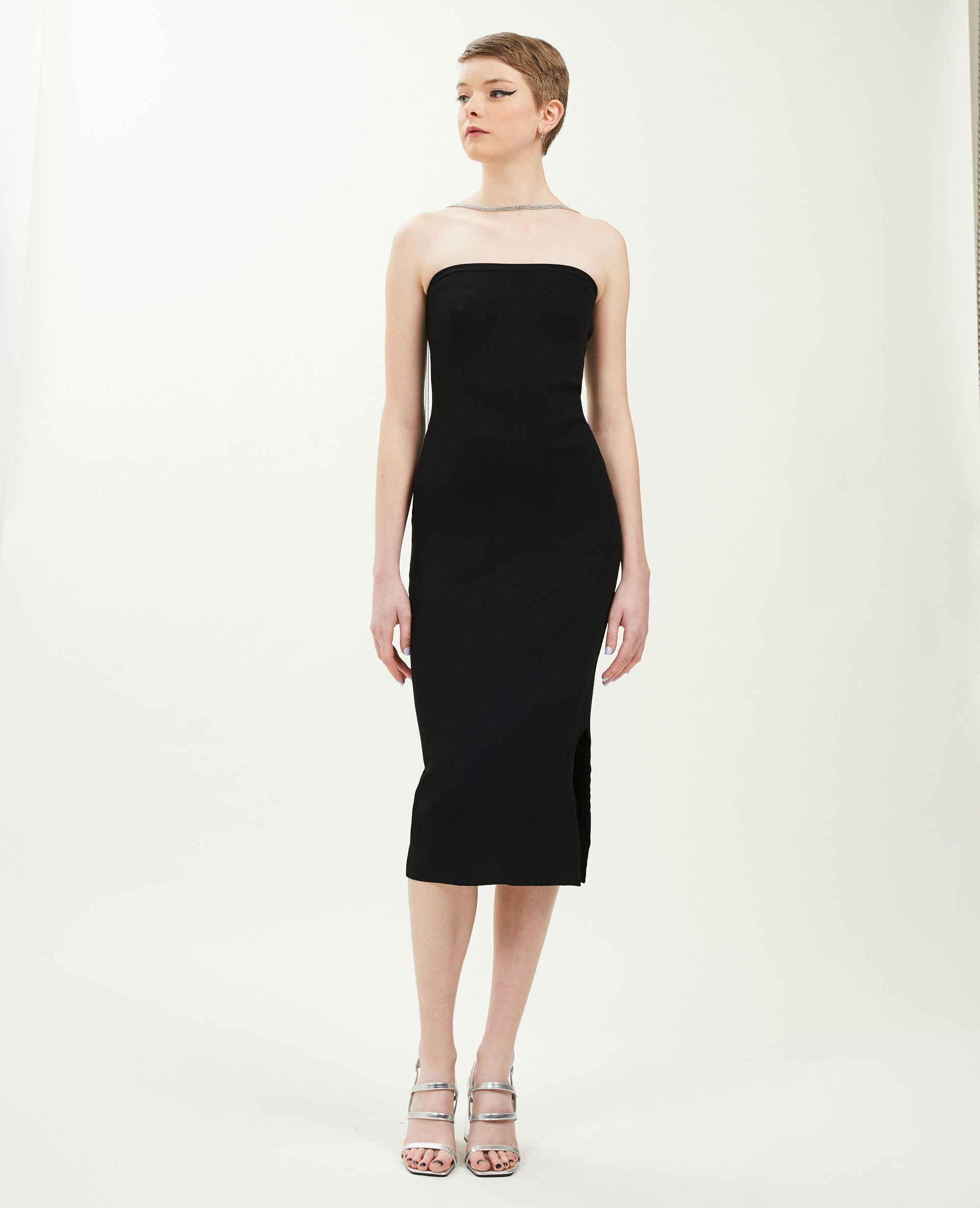Robe tube en maille - Noir