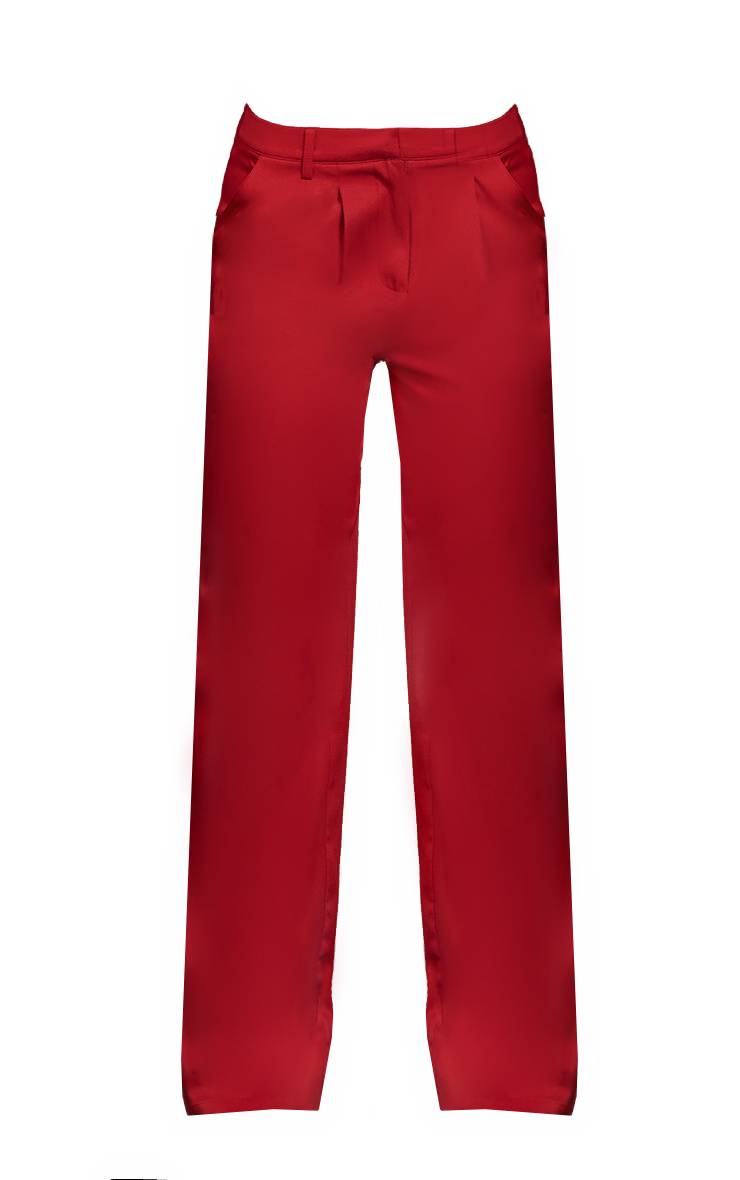 Rouge Pantalon Tailleur Tissé Coordonné