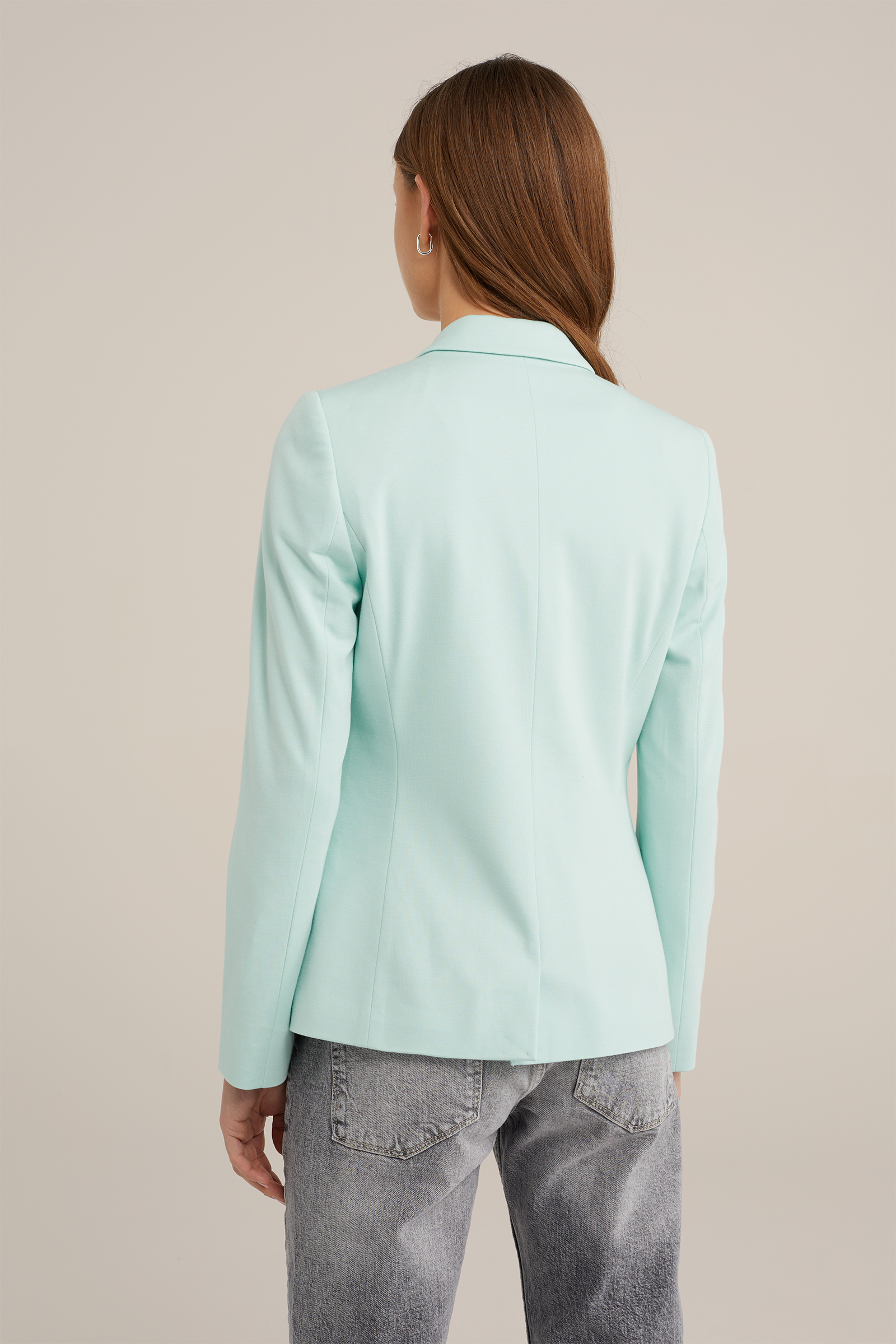 getailleerde jersey-stretch blazer WE Fashion Pastelgroen