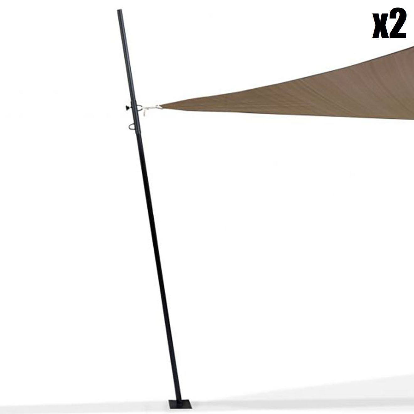 Pratik Garden 2 Poteaux ajustables pour voile d'ombrage noirs - 23 x3.5 cm
