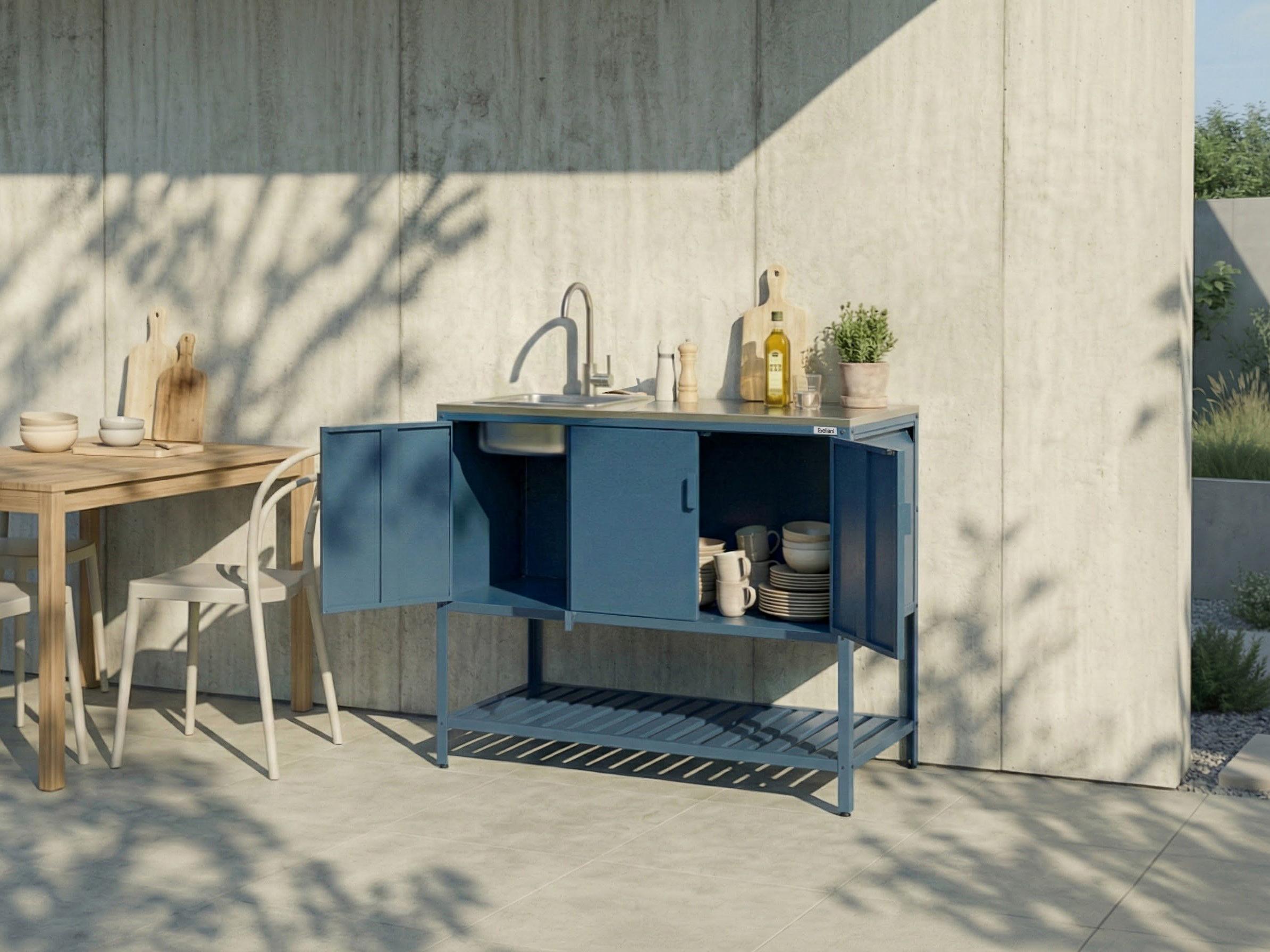 Tuin keukenset 2-delig met spoelbak MAENZA Metaal Blauw