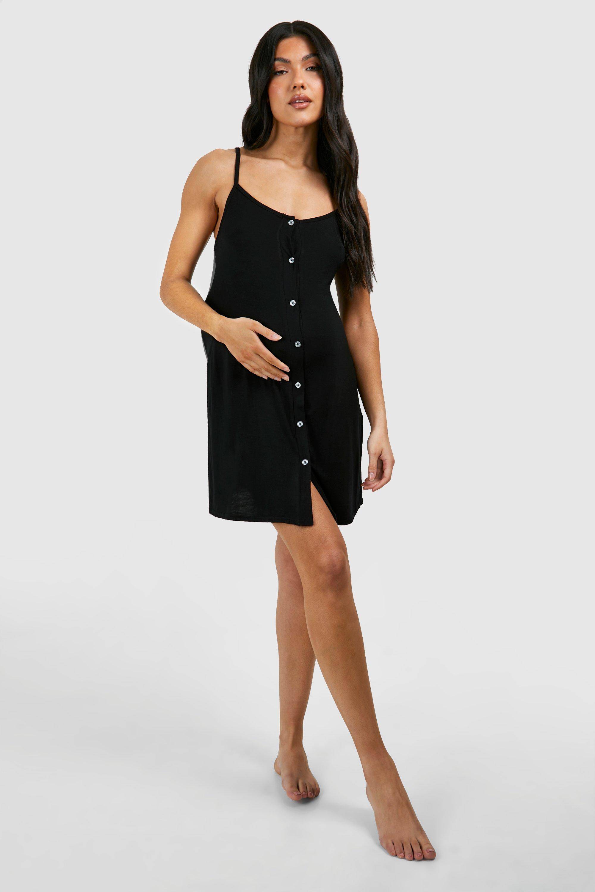 boohoo Maternité - Nuisette de grossesse boutonnée à bretelles