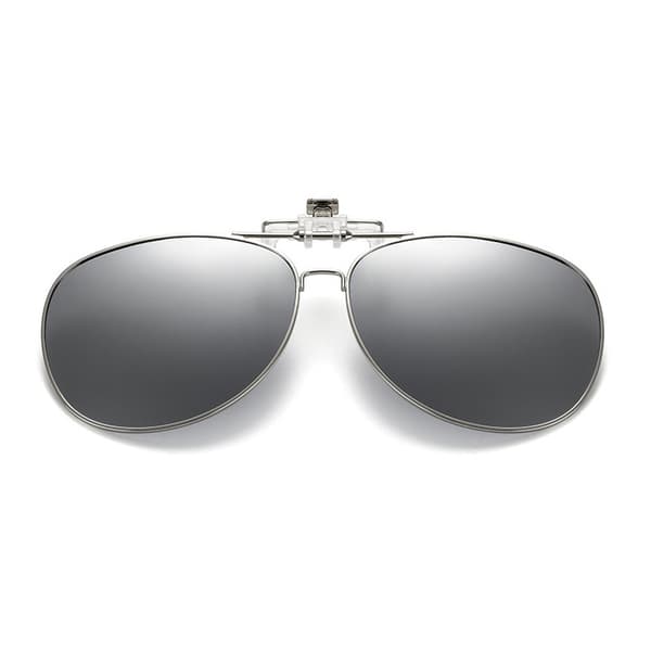 Flip Up Polarized Pilot Clip-On solbriller metall sølv