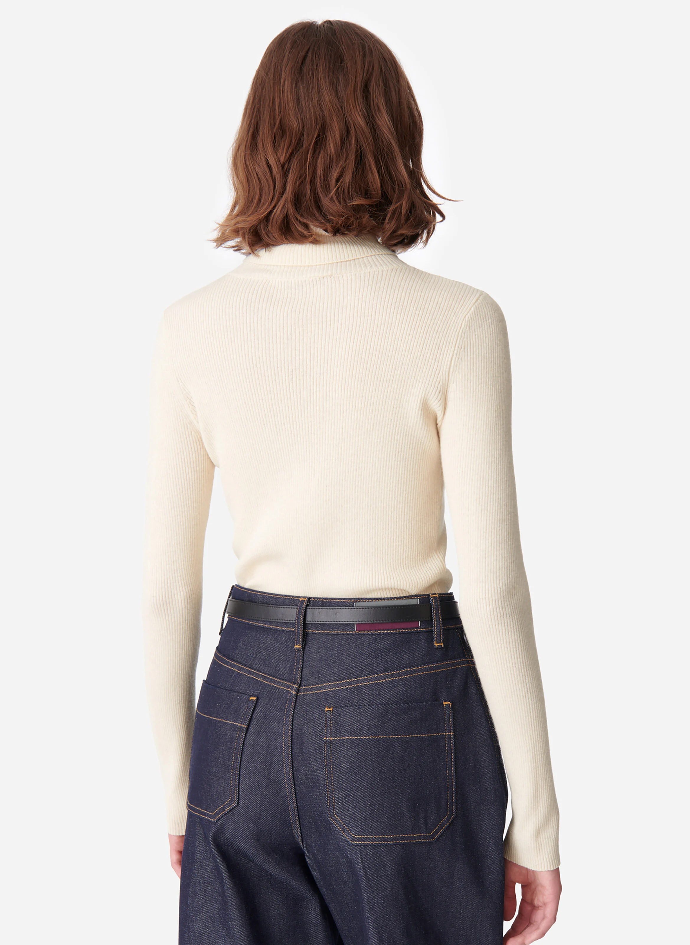 BRINDILLE - Pull fin col roulé en laine mélangée | Blanc