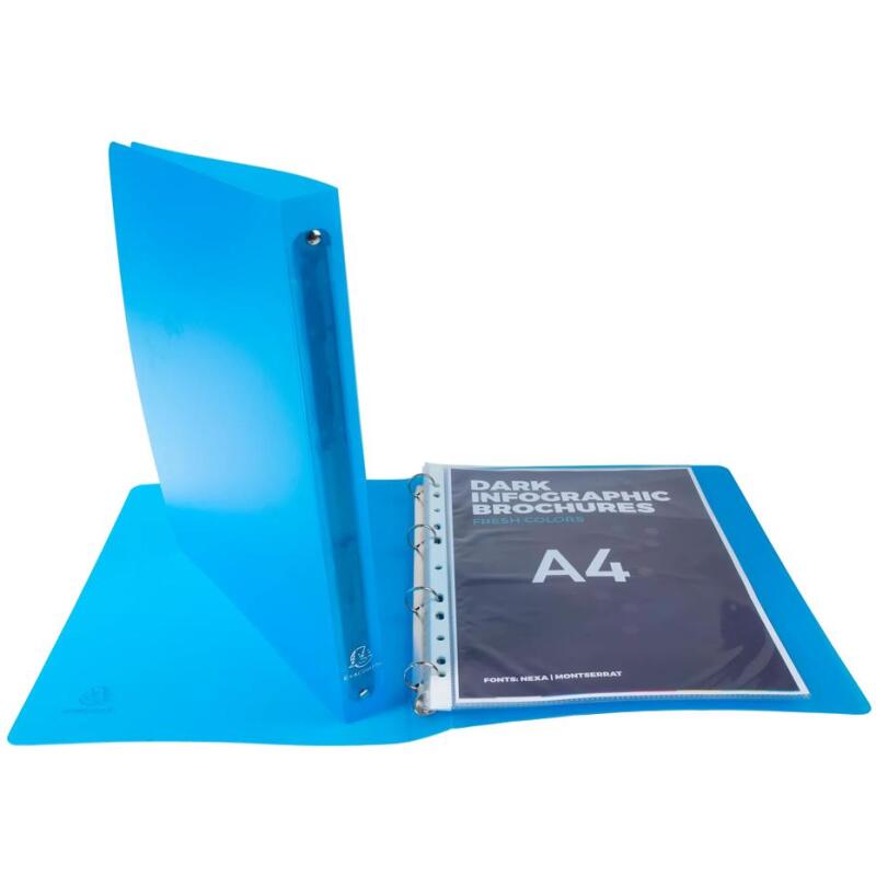 Classeur 4 anneaux plastifié Exacompta Chromaline A4 - Dos 3 cm couleurs assorties