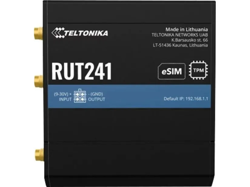 Teltonika RUT241 eSIM - Trådløs router - WWAN 2,4 GHz - 2G, 3G, 4G - DIN monterbar på skinne