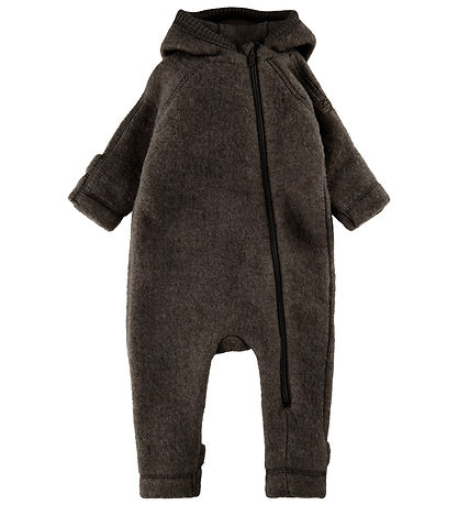 Mikk-Line Køredragt m. H?tte - Uld - Dark Brown Melange