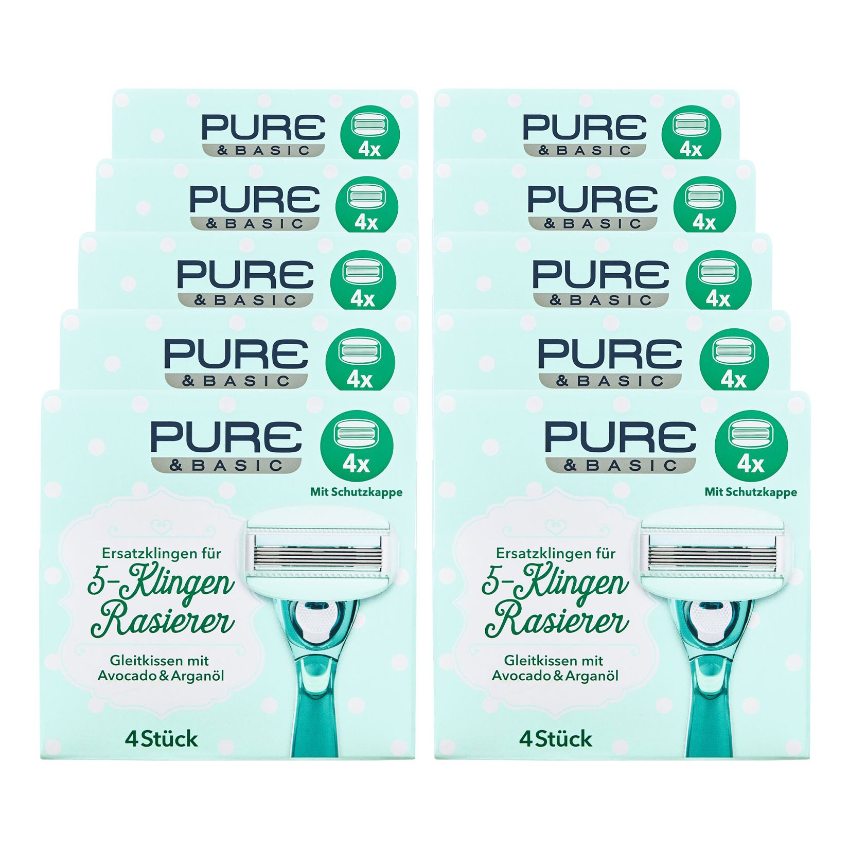 Pure & Basic 5-Klingen Ersatzklingen 4 Stück, 10er Pack