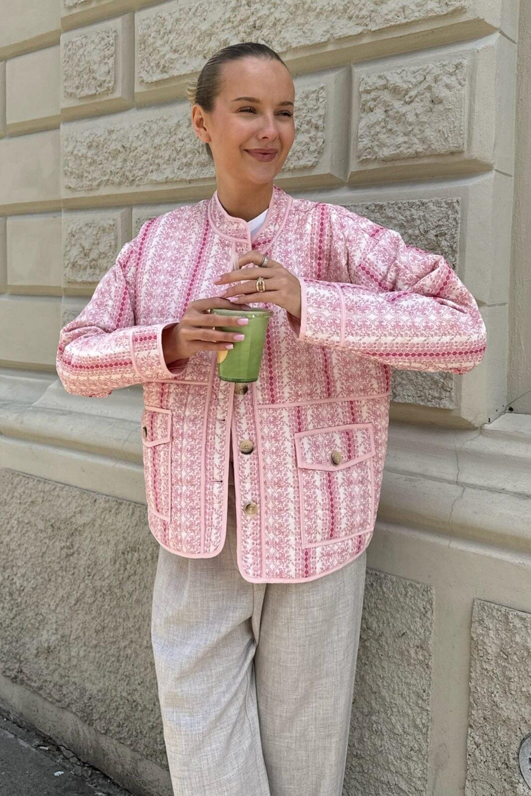 BYIC Emmyic Quilted Jacket pfp pink flower print