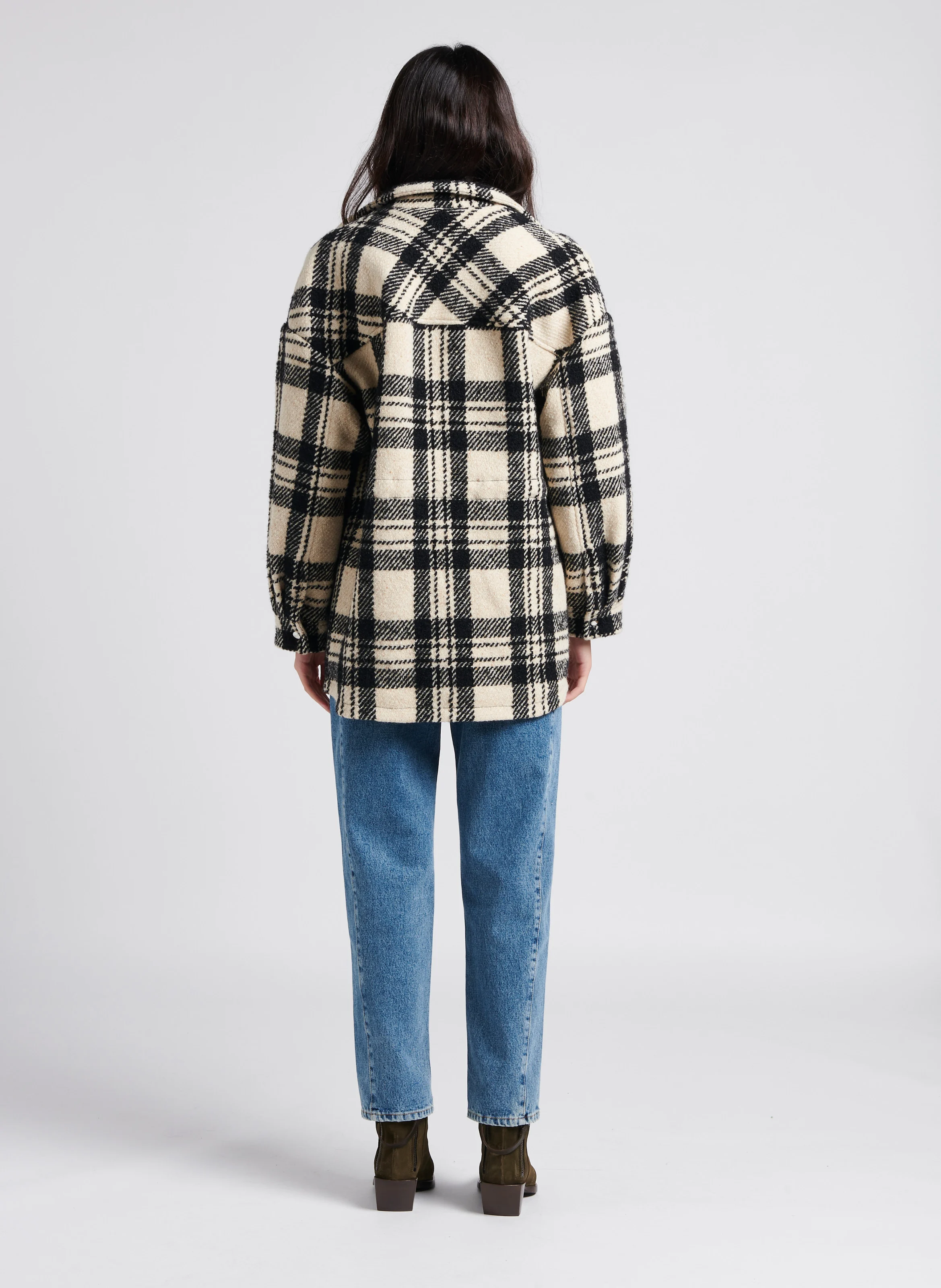 XANA - Manteau col montant en laine mélangée| Noir