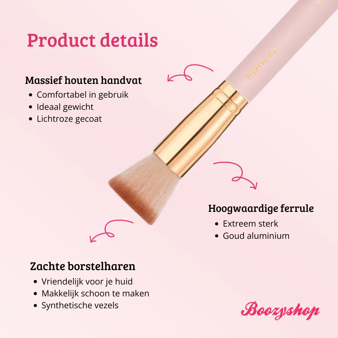 Soft Pink & Gold Flat Top Buffing Brush