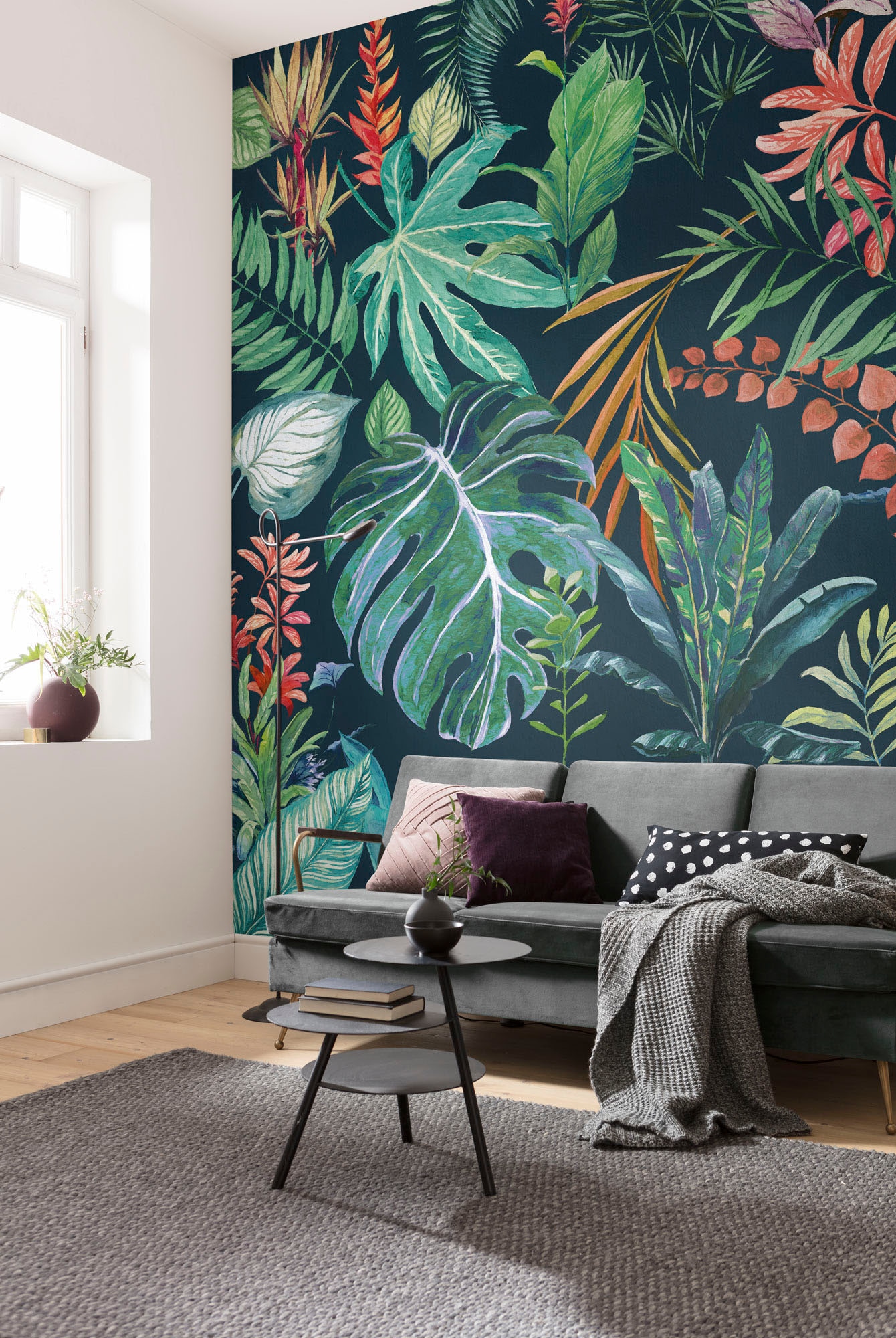 Komar Fototapete »Digitaldruck Vlies -  Colourful Leaves - Grösse 200 x 250 cm« bedruckt glatt Wohnzimmer, Schlafzimmer
