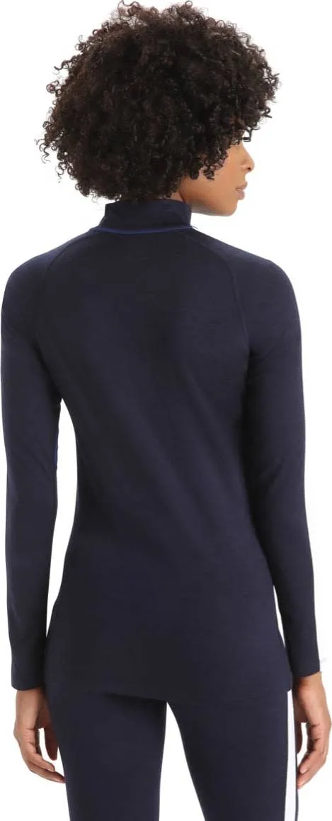 Icebreaker Women's 200 Sone Longsleeve High Nec Mid Navy/Royal Navy/Snow/Core Black