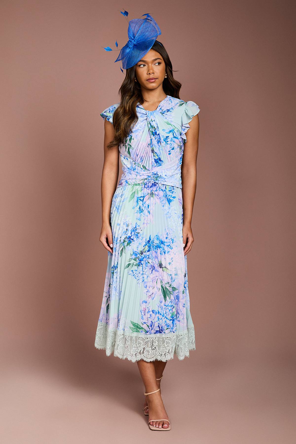 Coast Robe en Georgette à Imprimé Floral avec Finitions en Dentelle