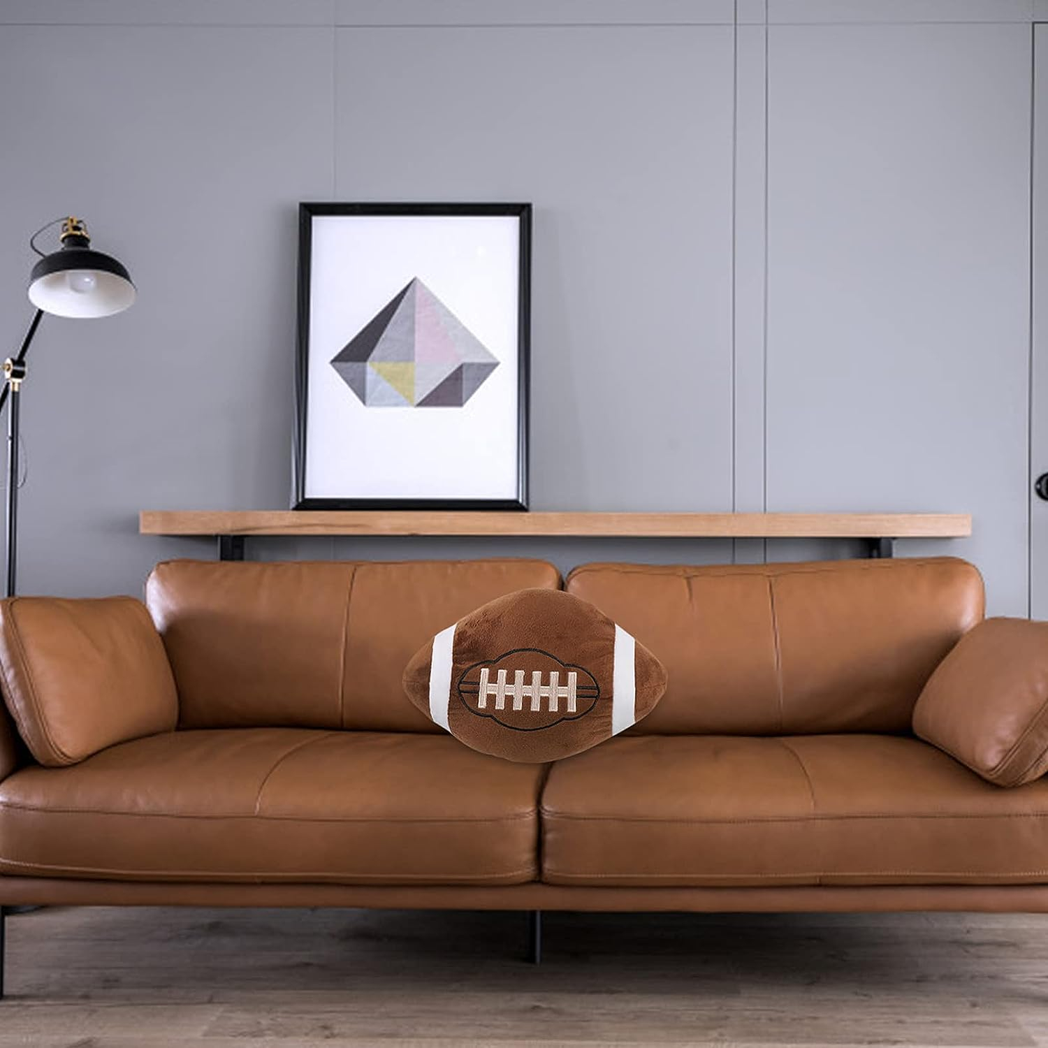 (30cm) Stoff Football Kissen Home Deko Weicher Plüsch Super Bowl Spiel Ball - Braun / Weiss
