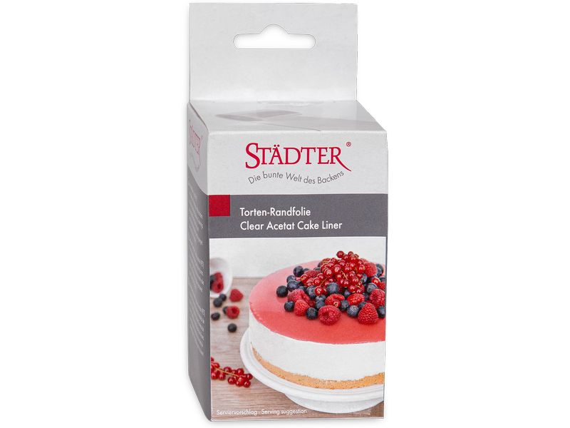 Städter Torten-Randfolie 1 Stück, Transparent, 10 cm x 20 m Folie für den Tortenrand