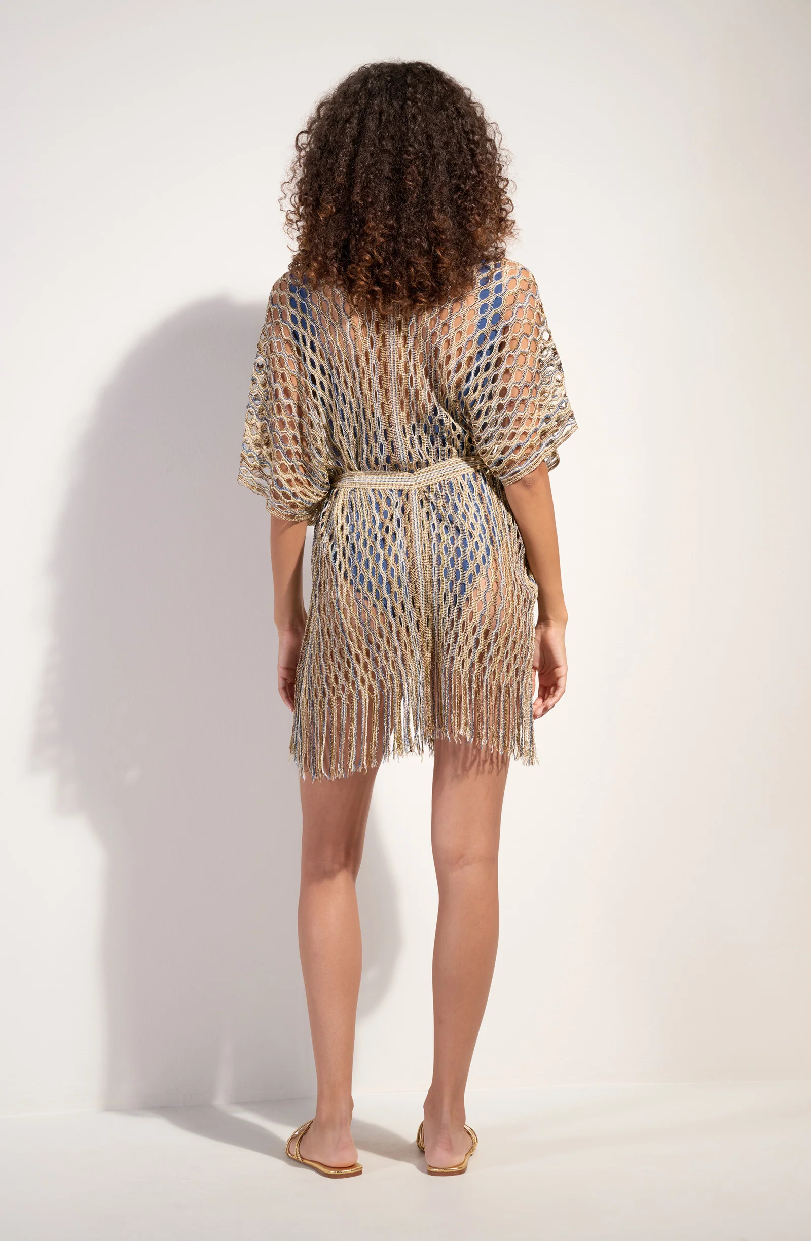 venise Poncho à franges en pointe Multicolore