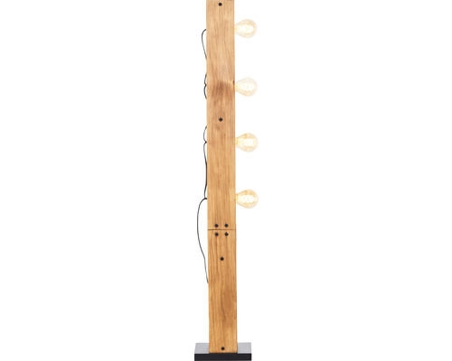 Calandra 4-lichts staande lamp, afmetingen (HxLxB): 125x23x23 cm, houtlicht/zwart, met voetschakelaar