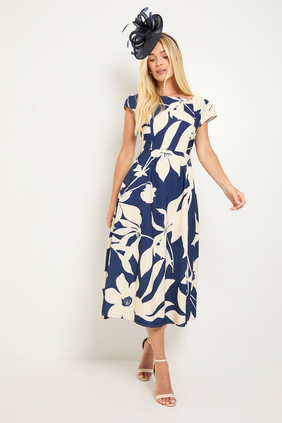 Wallis Robe Midi Ajustée Et Évasée À Motif Floral Ottoman Petite