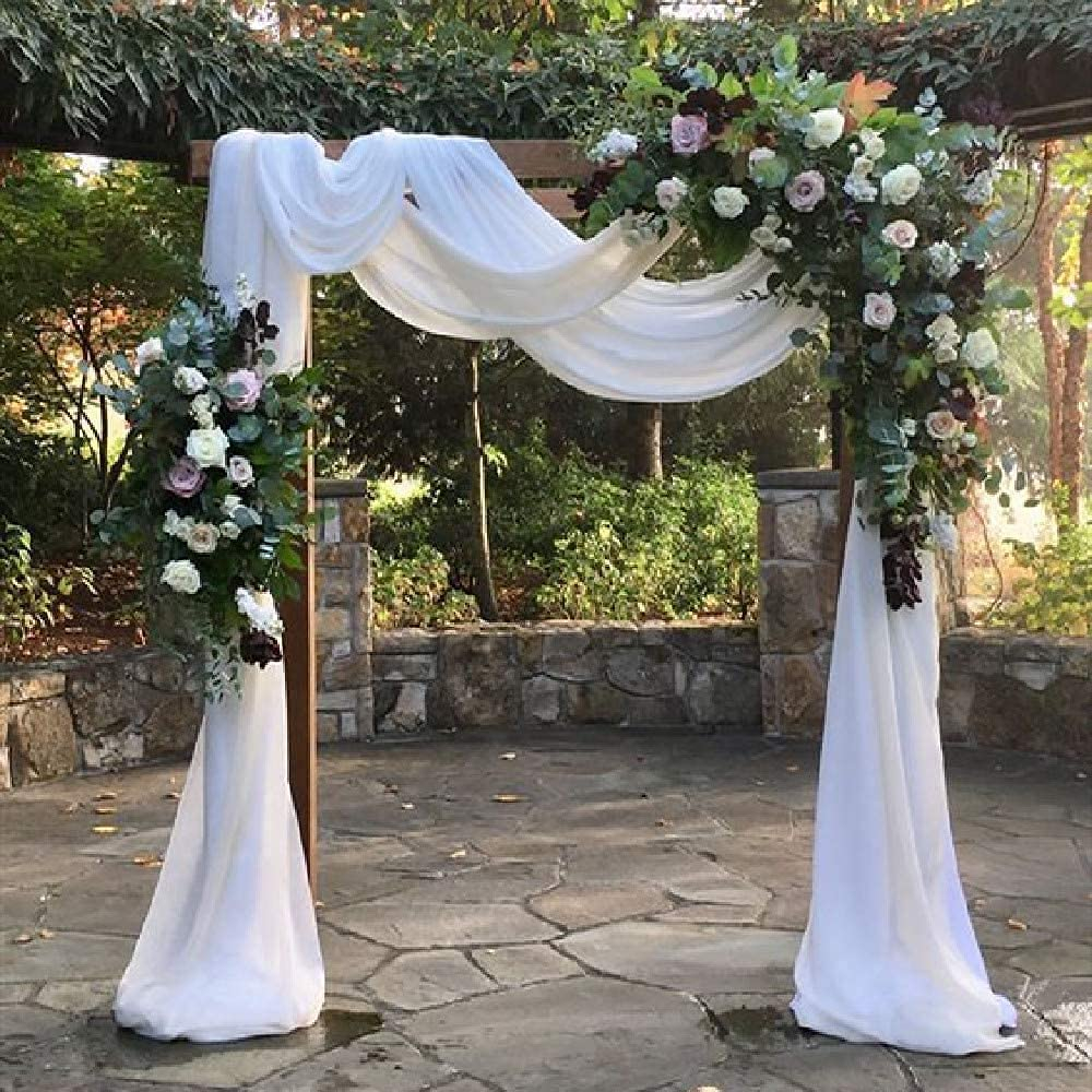 (500x140cm) Polyester Hochzeit Vorhang Drapierstoff für Hochzeitsbogen Freihand Deko Gardine Party Foto Requisite - Weiss