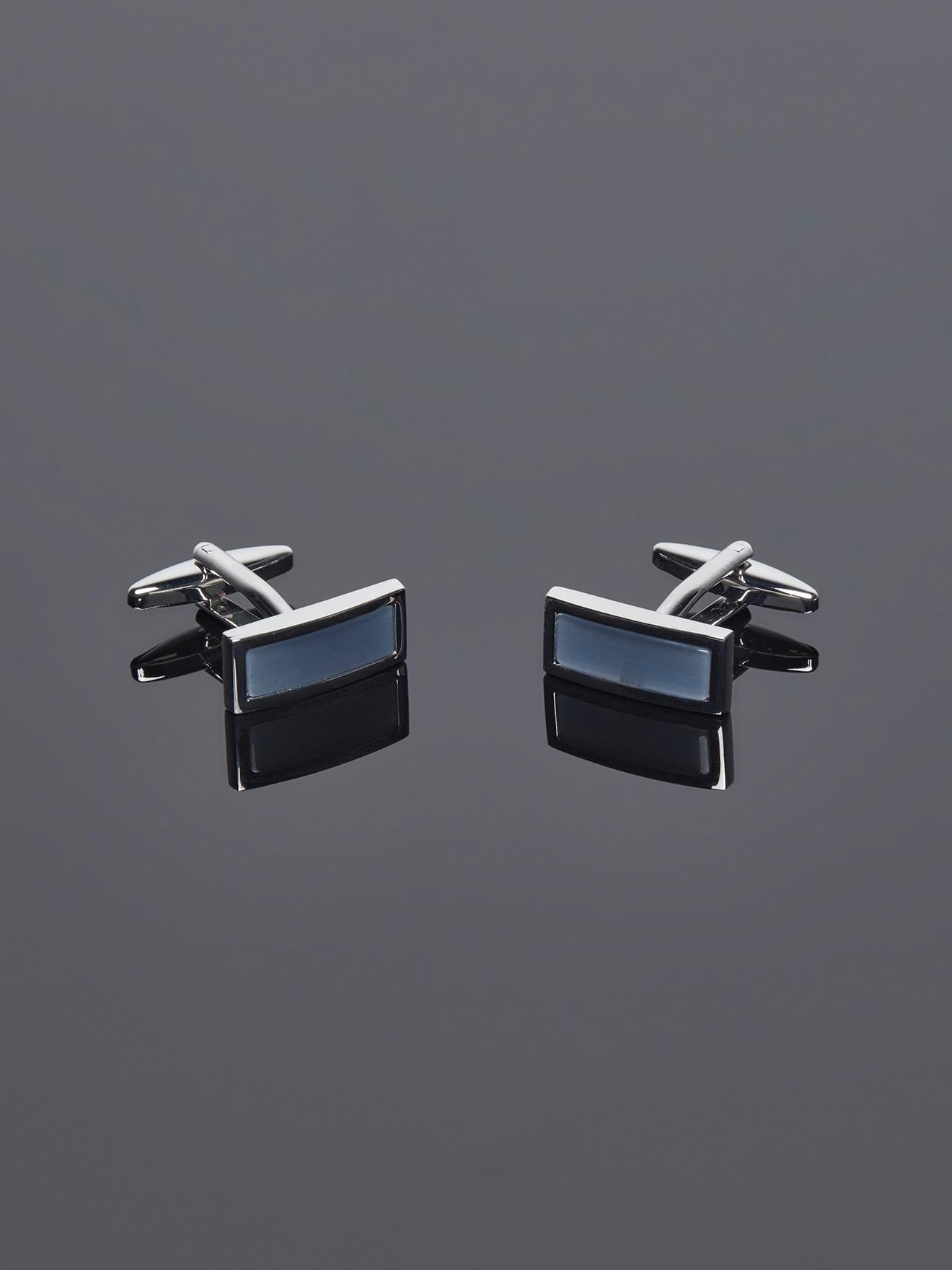 Boutons de manchette rectangle gris