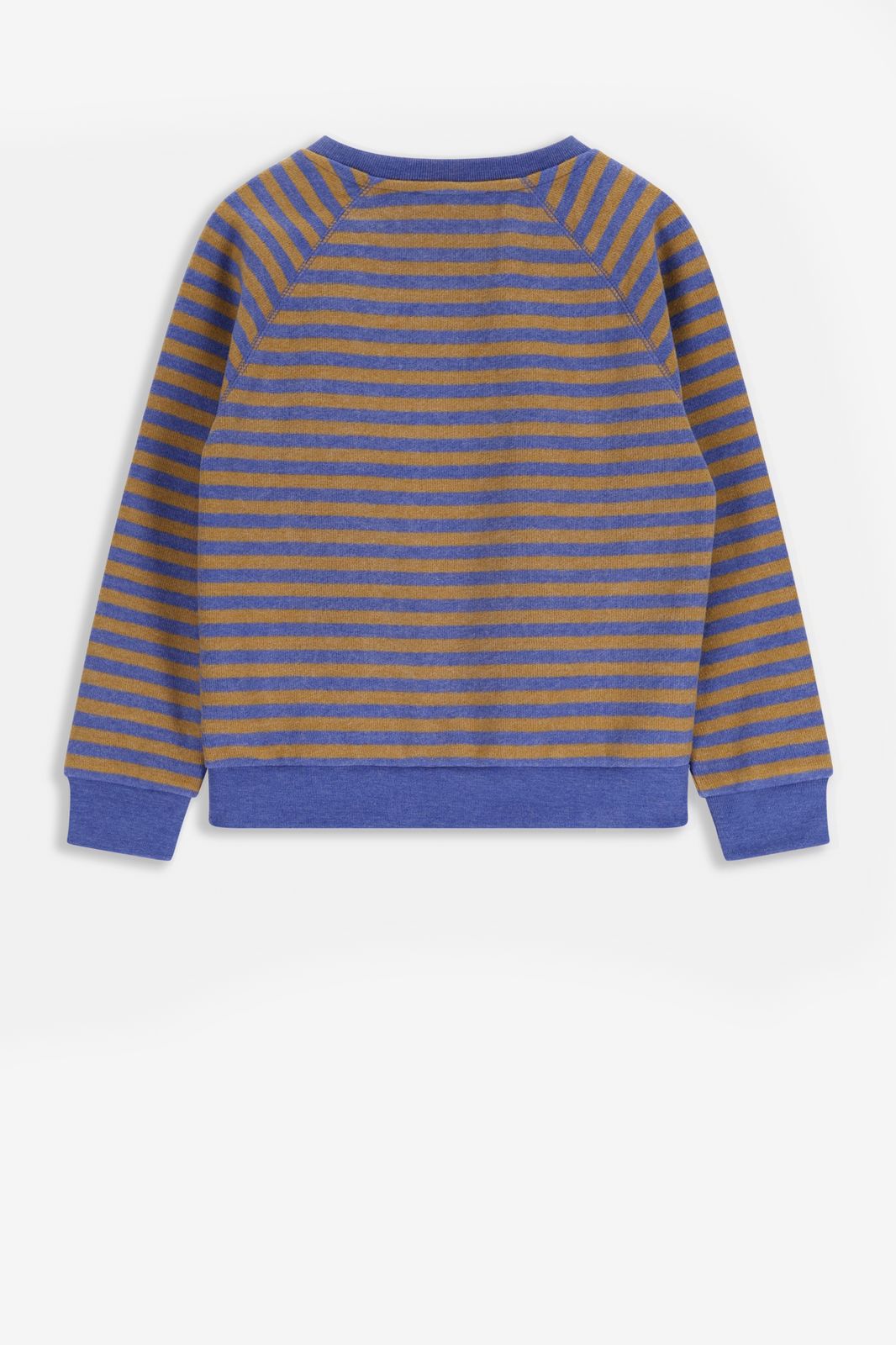 Bruin met blauw gestreepte sweater