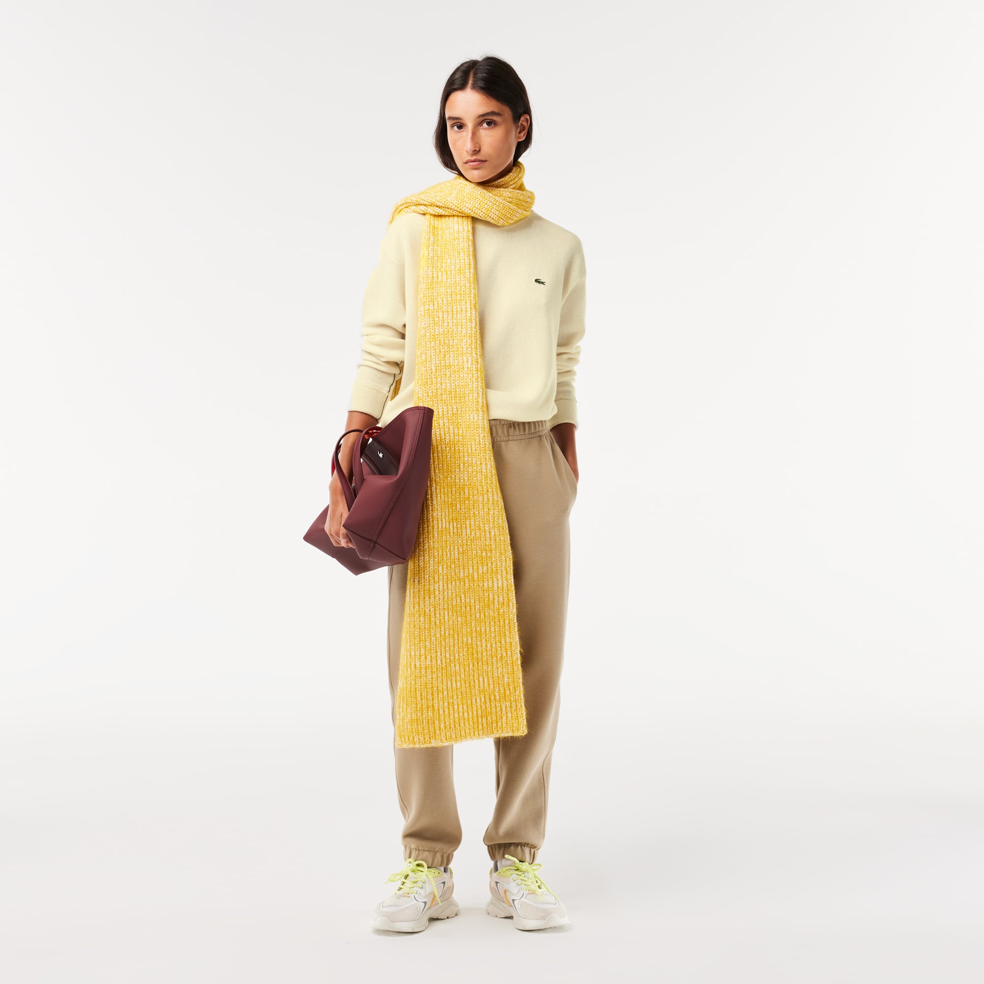Pull femme Lacoste col rond en laine Pullovers - Blanc - Lacoste - Femme