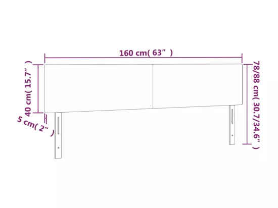 Tête de lit à LED Gris foncé 160x5x78/88 cm Velours