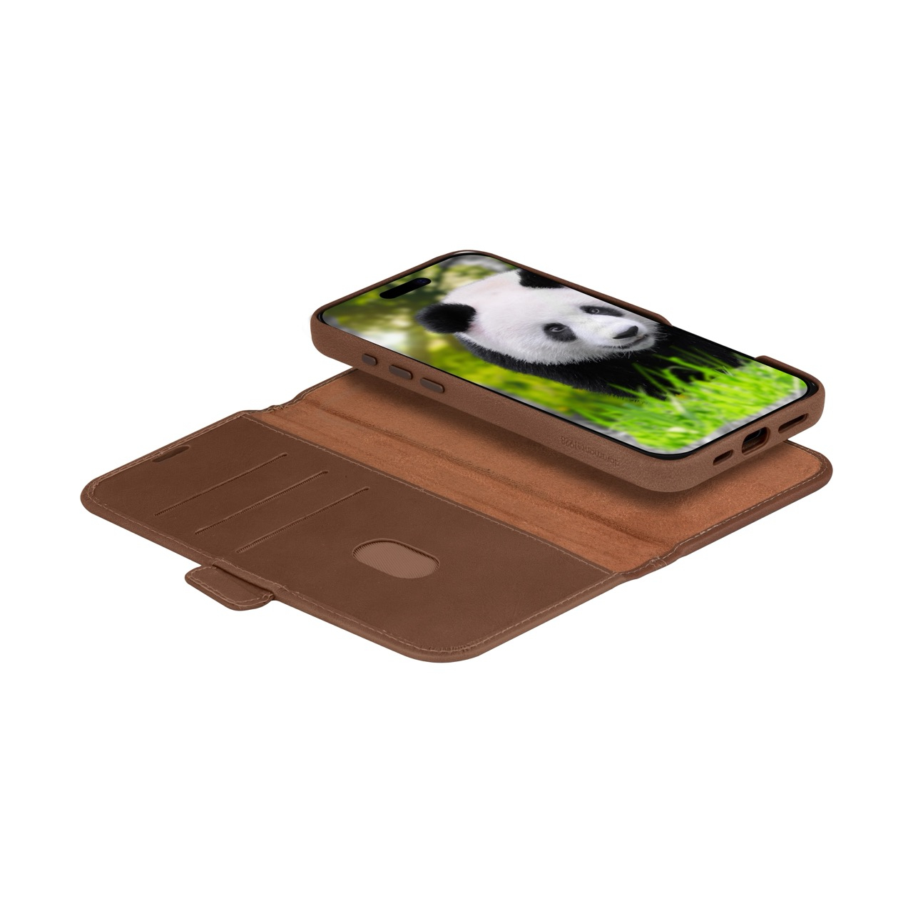 iPhone 16 Pro Max 2in1 MagSafe Wallet Case Echtleder Tasche mit RFID Schutz Lynge (LM67GT006311) - Dark Tan