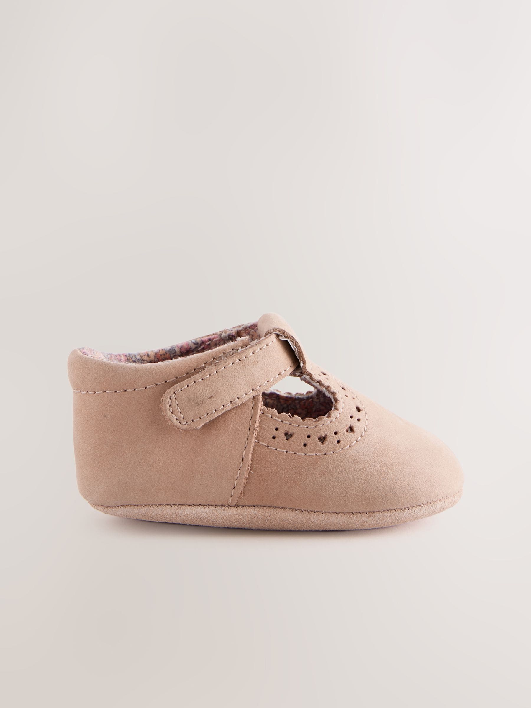 Lichtbruin - Leren babyschoen met T-bandje (0 - 24 mnd)