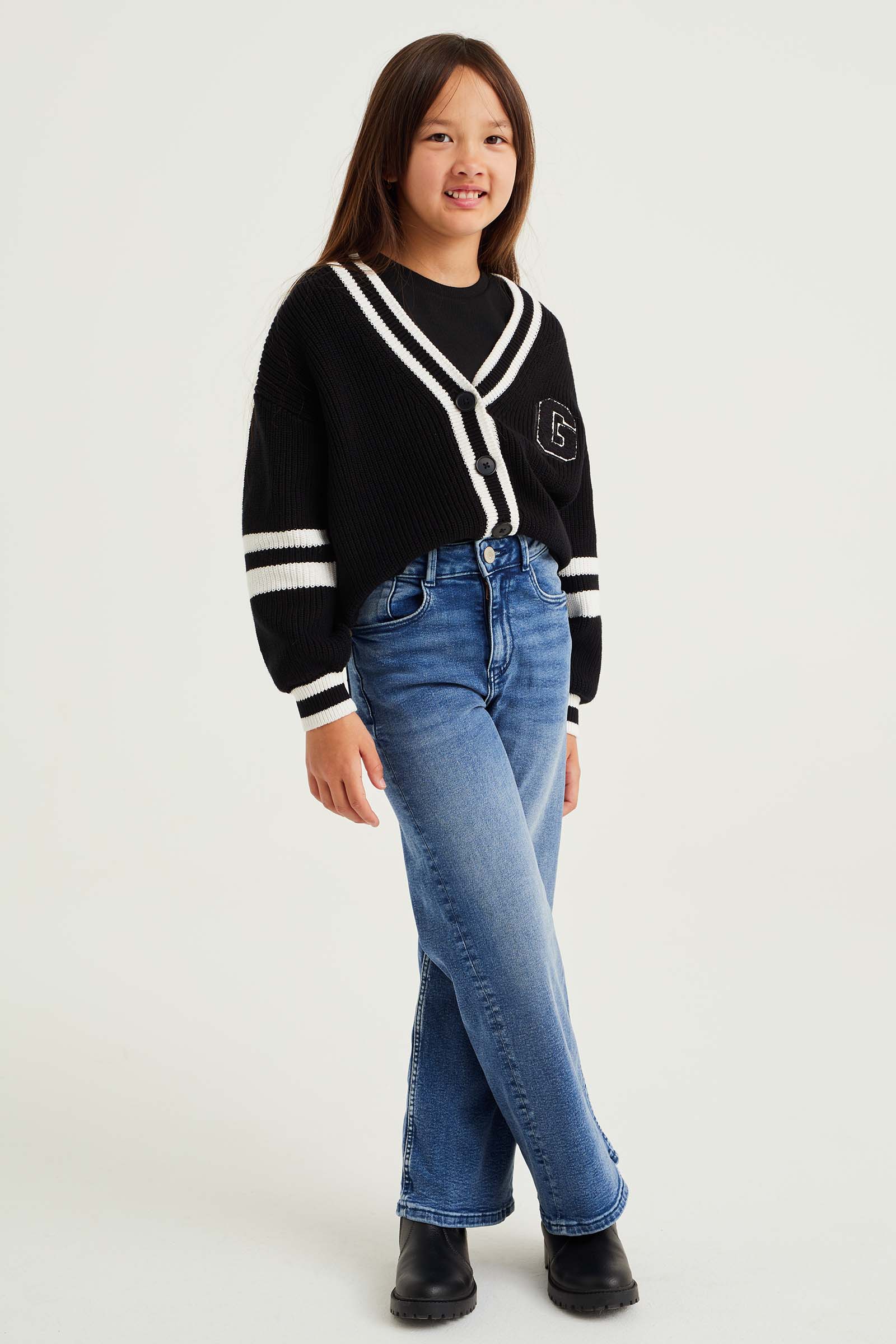 Meisjes vest met embroidery WE Fashion Zwart