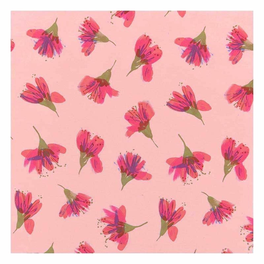 Coupon de tissu fleurs de cerisier 50 x 140 cm - rose