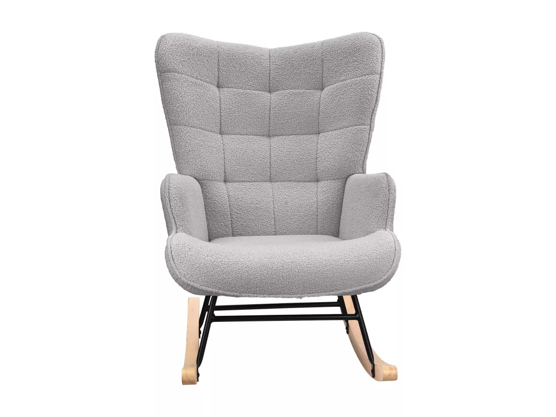 Fauteuil à Bascule Adulte - Chaise à Bascule d'extérieur Ergonomique - pour Salon - Jardin - Chambre - Gris