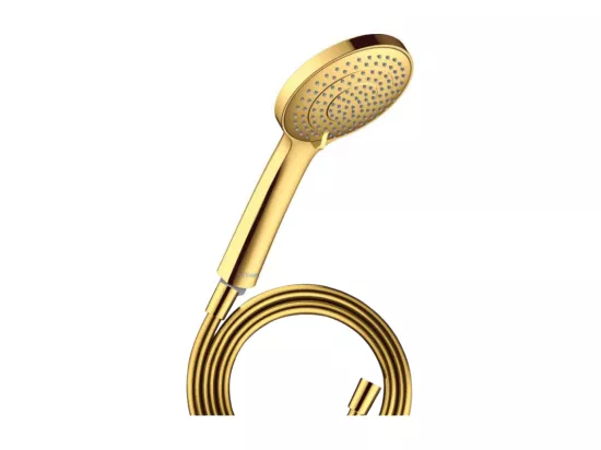 Pommeau de douche 3 jets DURAVIT Universal avec curseur doré poli + flexible de douche