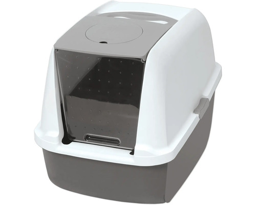 Catit kattenbak met dak en koolstoffilter, grijs/grijs