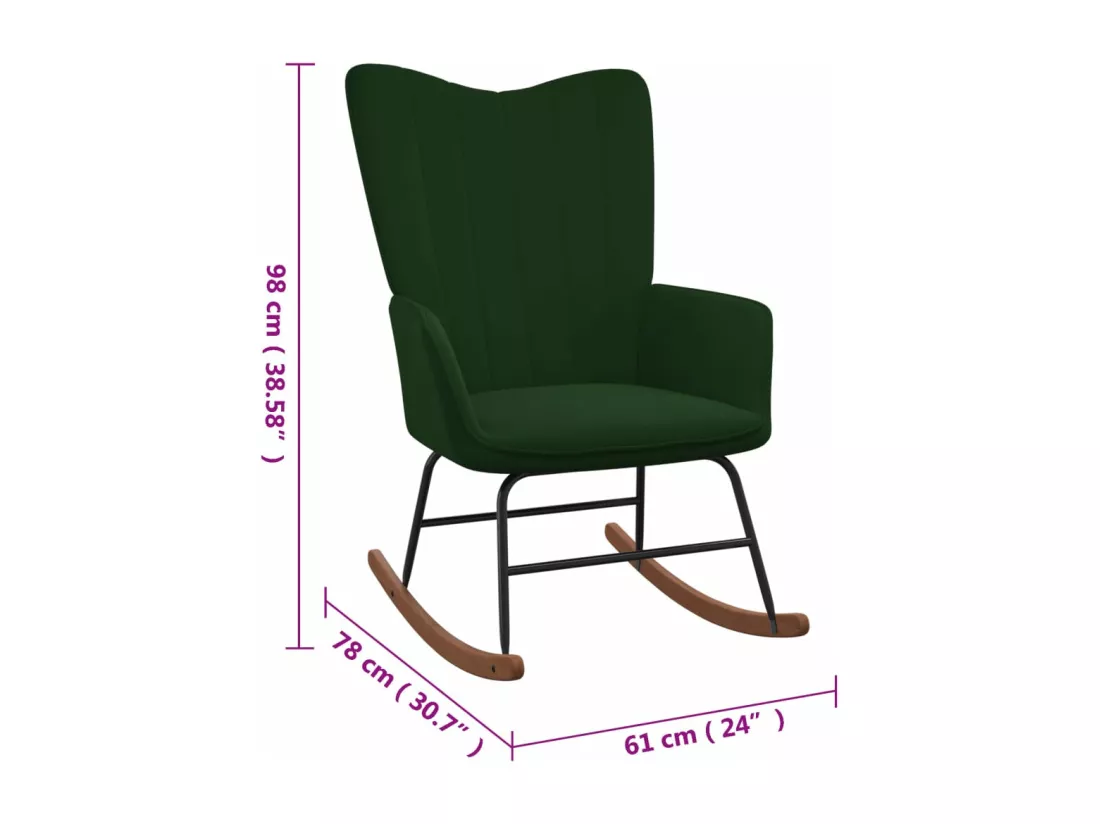Chaise à bascule Vert foncé Velours