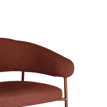KARWEI eetkamerstoel Coco terracotta Bouclé stof met armleuning