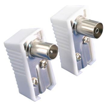 OK Coax stekkerset male/female wit