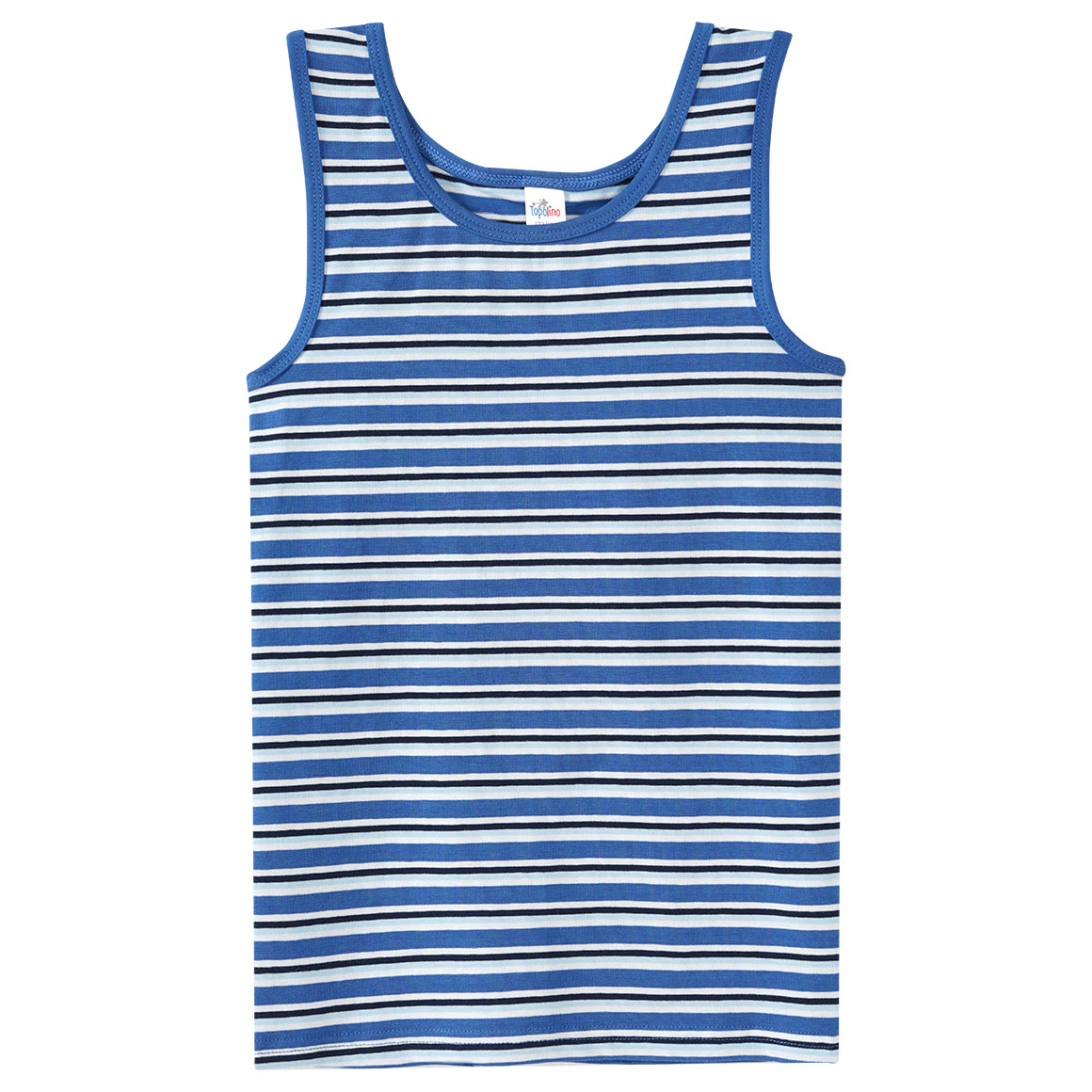 Topolino 3 Jungen Unterhemden mit Bio-Baumwolle dunkelblau / weiss / blau