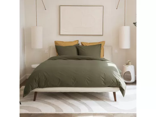 Como - Housse de couette vert kaki en percale de coton - 220x240cm