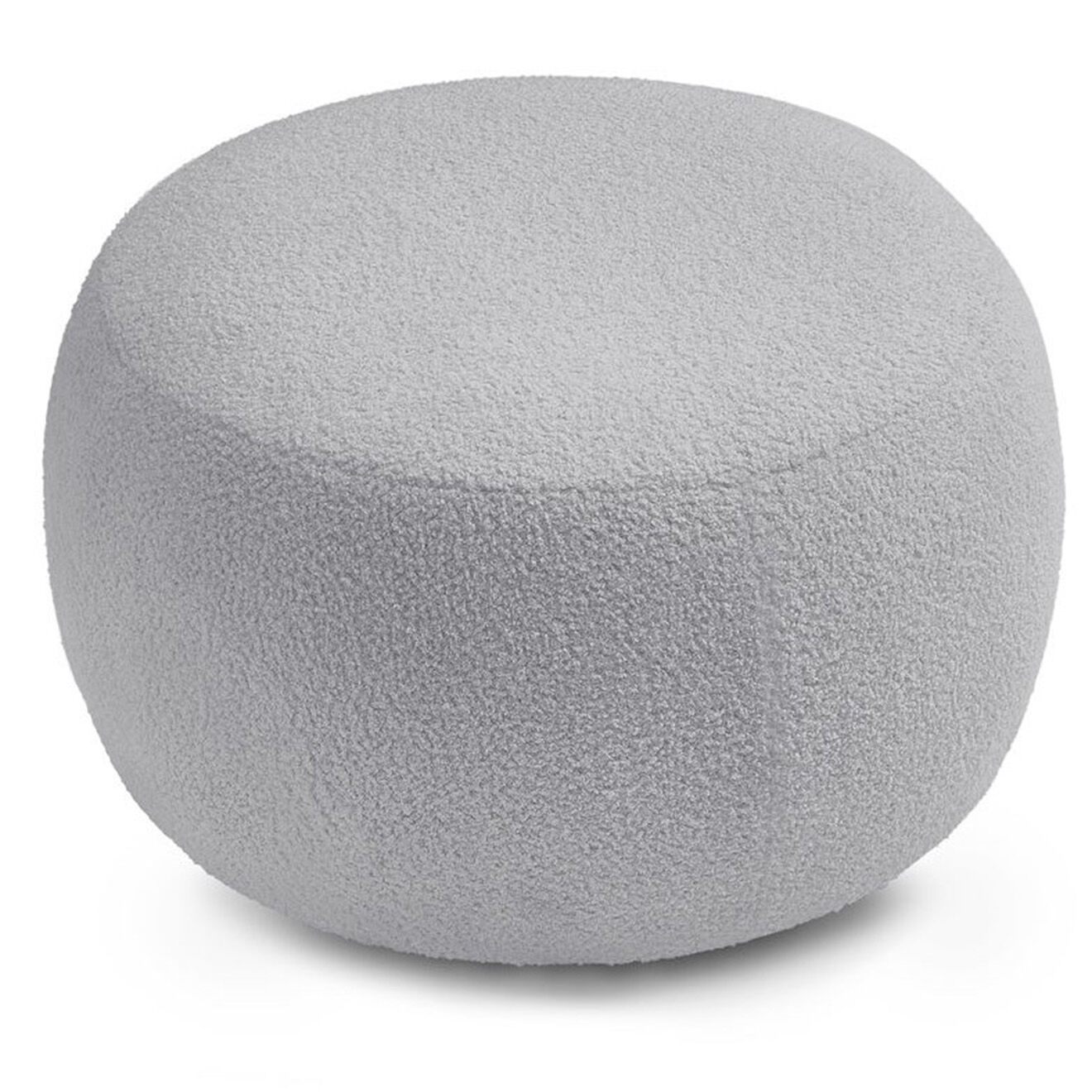 Bobochic Pouf velours bouclette rond Envy gris clair - D.69x44 cm