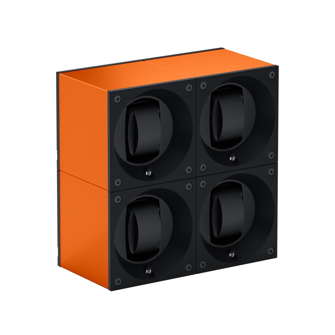 SwissKubik Masterbox Aluminium Orange - 4 Uhren