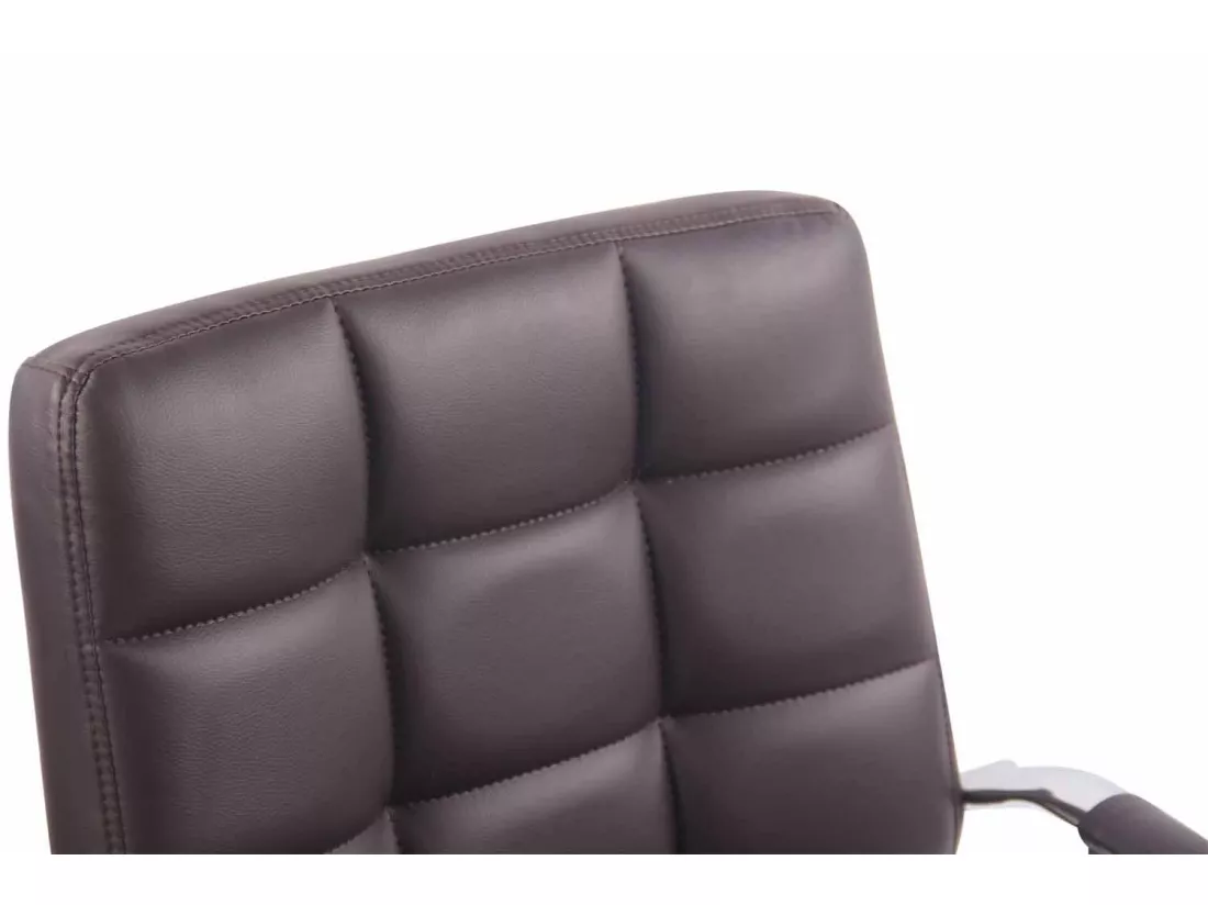 Chaise de bureau - Similicuir & Métal chromé - Marron - Deli