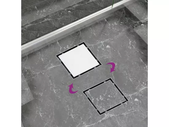 Drain de douche avec argenté 25 x 25 x 6.5 cm 02_0003008