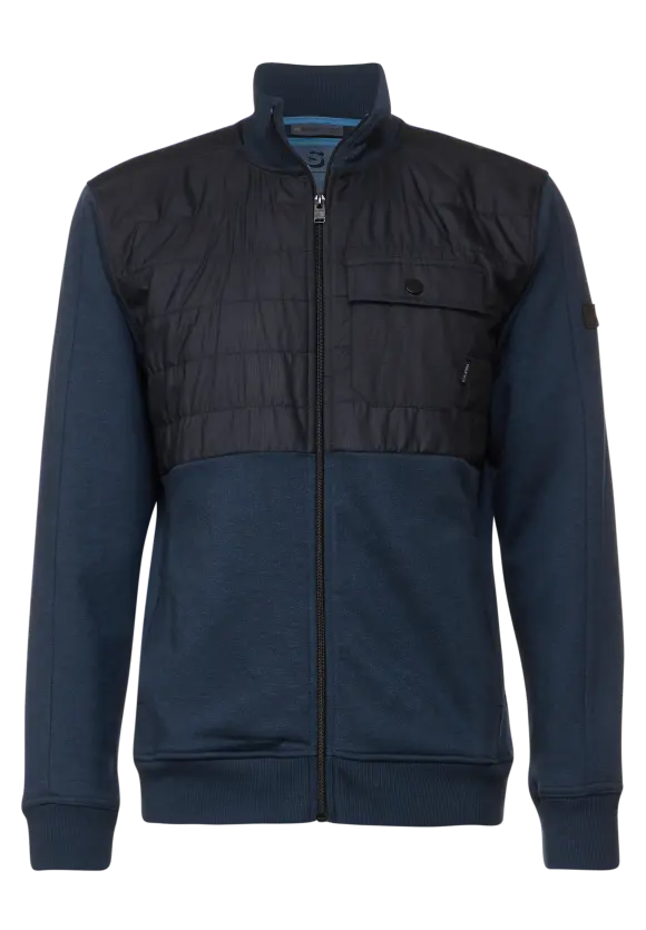 Materialmix Sweatjacke - dark dust blue