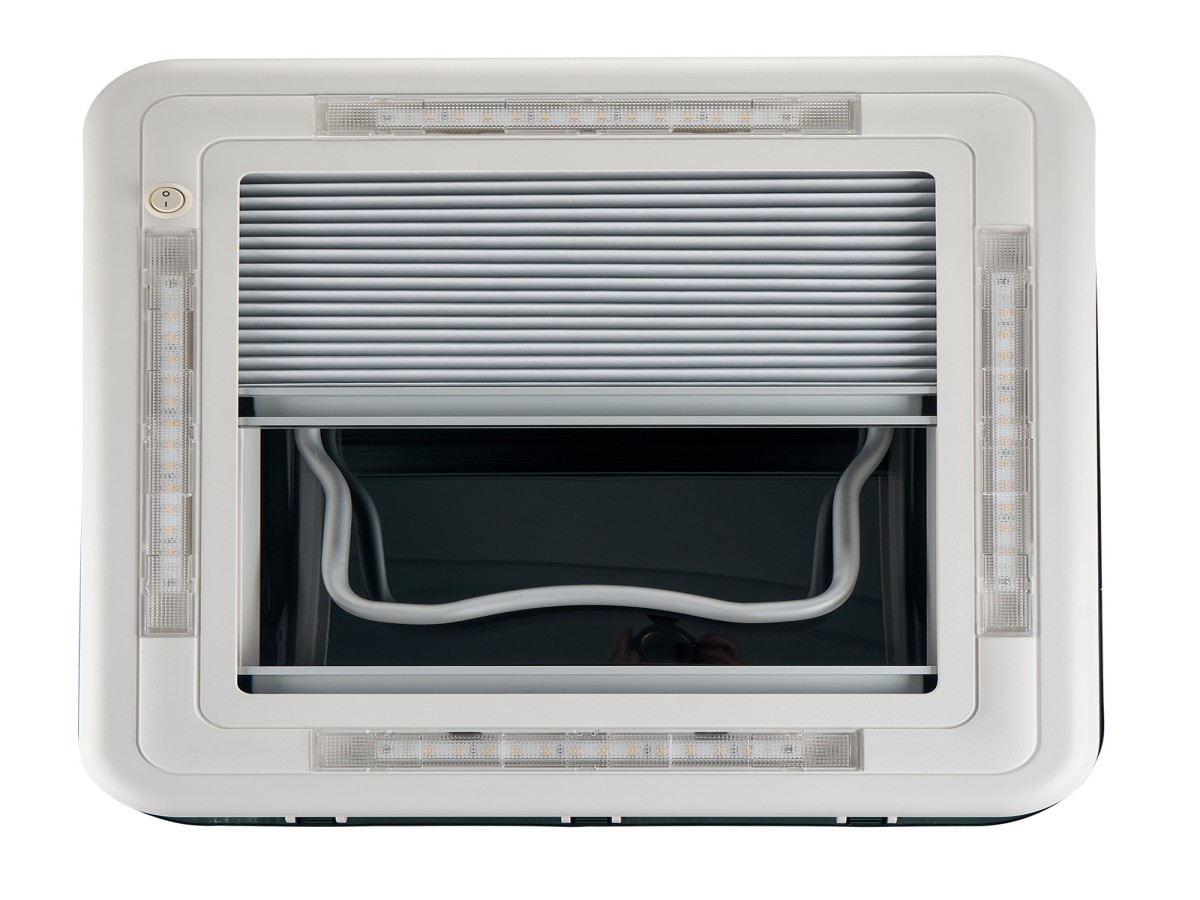 Aoyi Skylight LED 40x40 dakluik met permanente ventilatie - Smoke